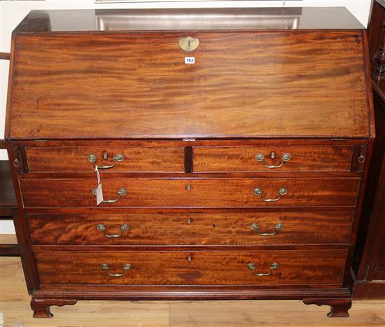 A George III mahogany bureau, W.4ft 1in. D.1ft 10in. H.3ft 7in.